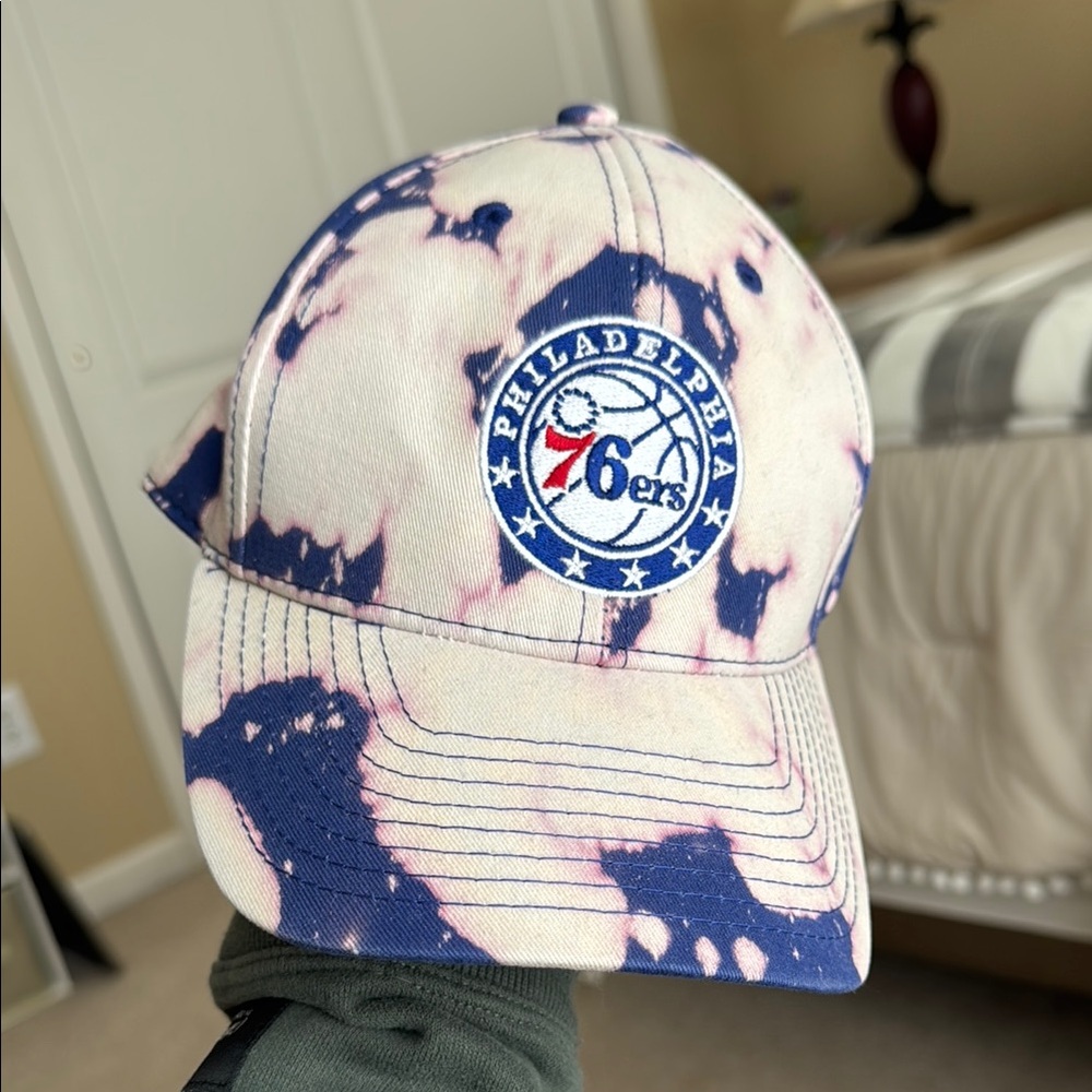 76ers Blue Tie-Dye Hat with Curved Brim
